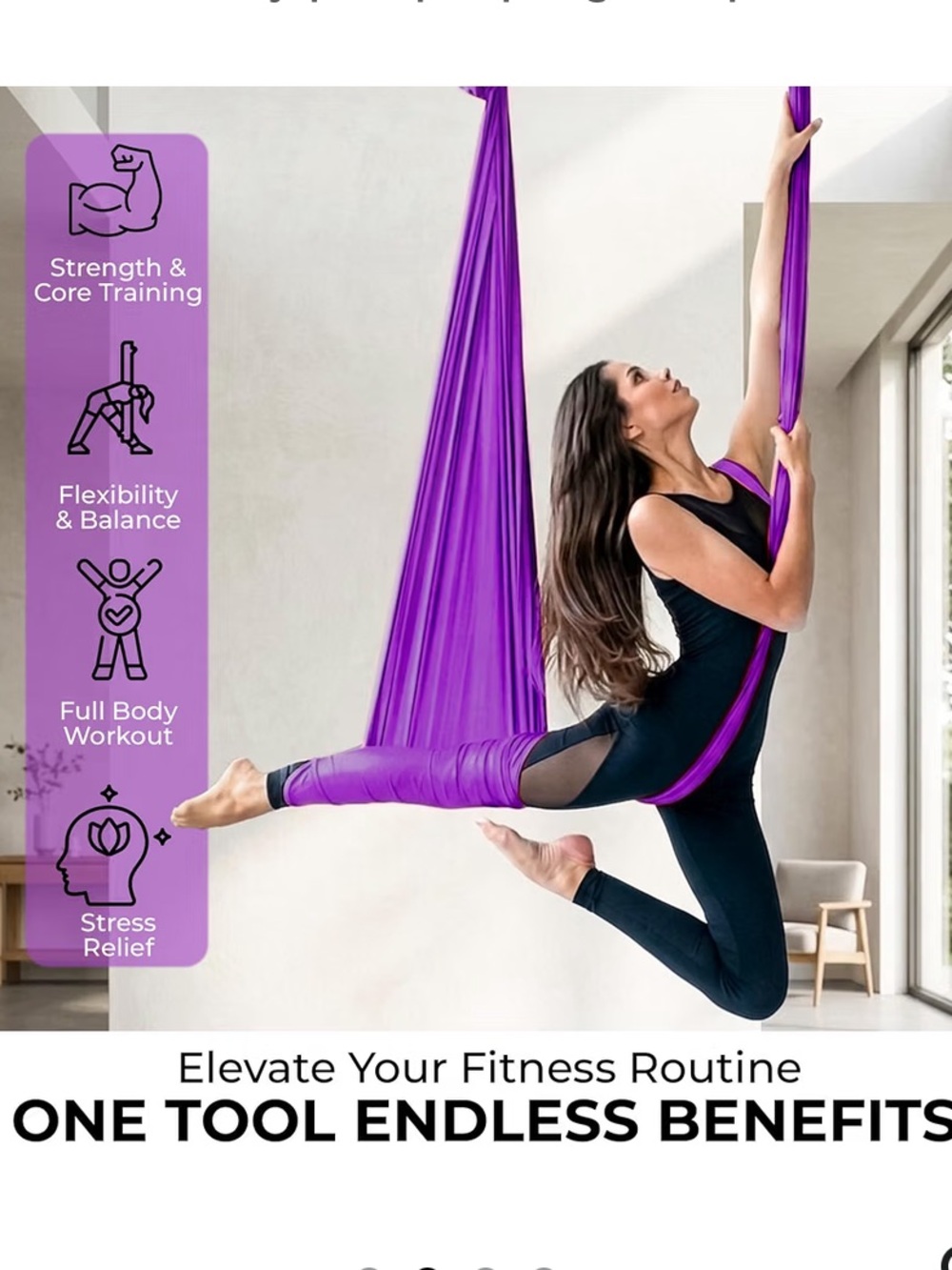 Women's Purple silk Aerial Yoga Hammock - Performance